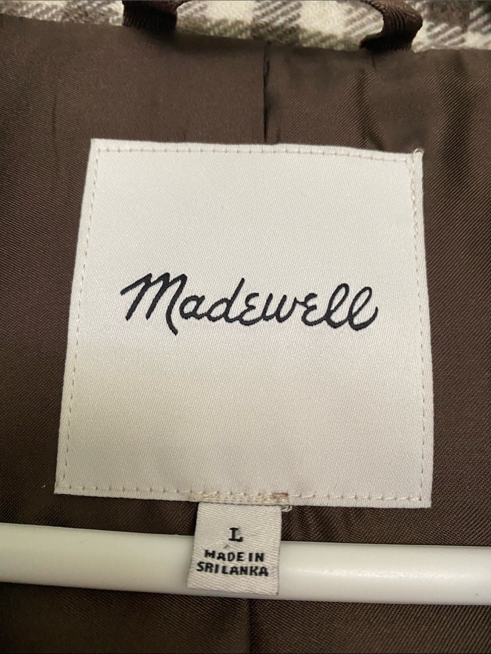 Madewell Larsen Blazer Undyed Wool Check Brown & Cream Plaid Single-Button $175 - Picture 4 of 13